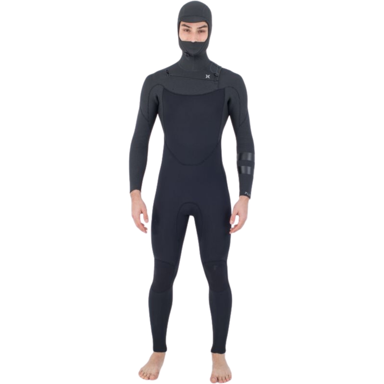 Hurley Da Uomo Plus Texture 4/3mm Con Cappuccio Chest Zip Muta MFS0012443 - Black